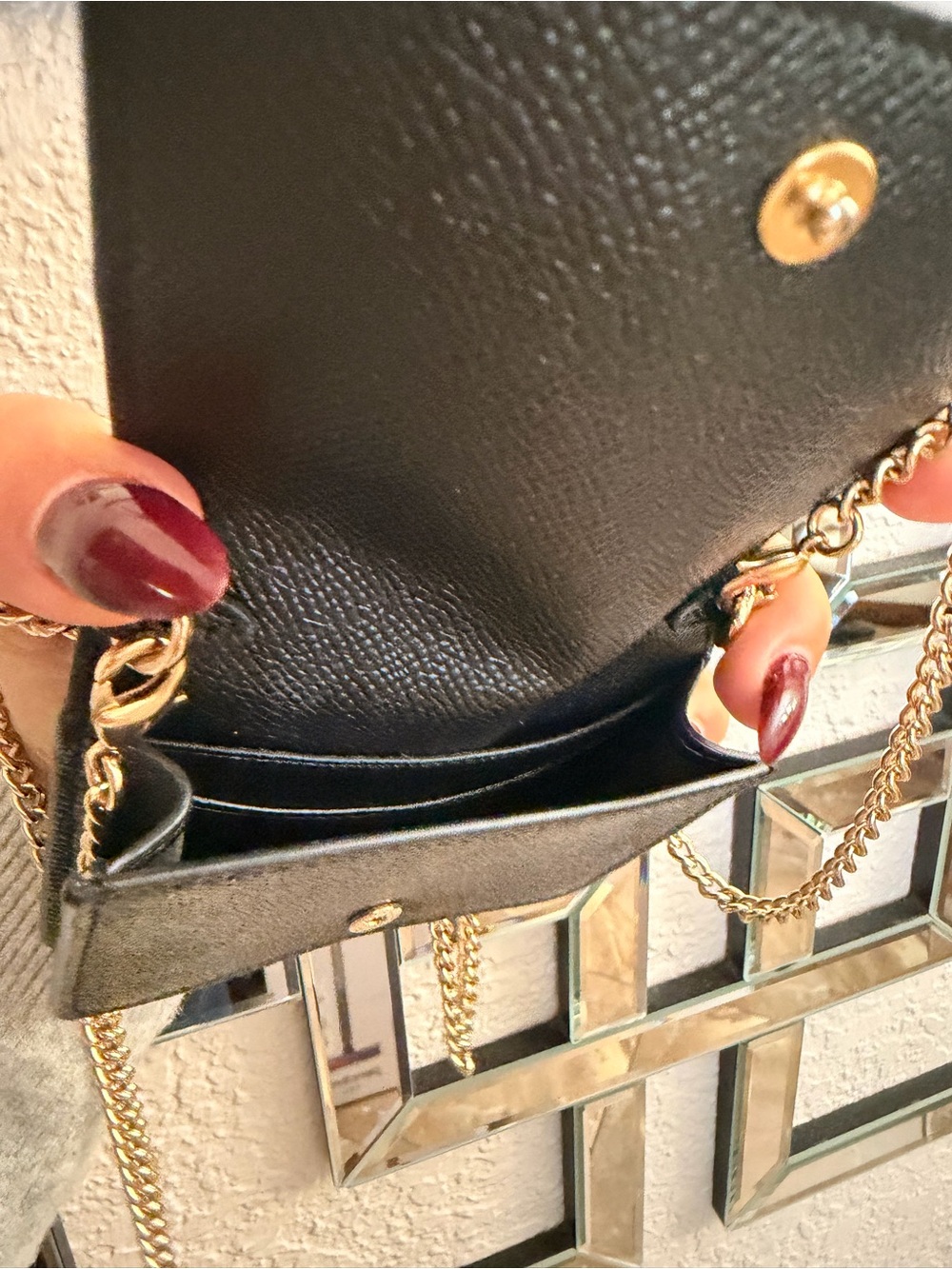 Coach Black Saffiano Leather Mini Crossbody with Gold Chain - Picture 3 of 3